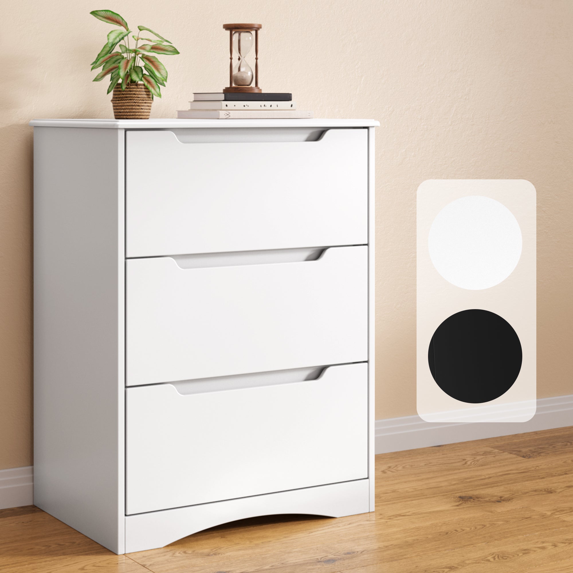 Bealife Cassettiera a 3 cassetti, bianca, 62 x 41 x 82 cm - 8
