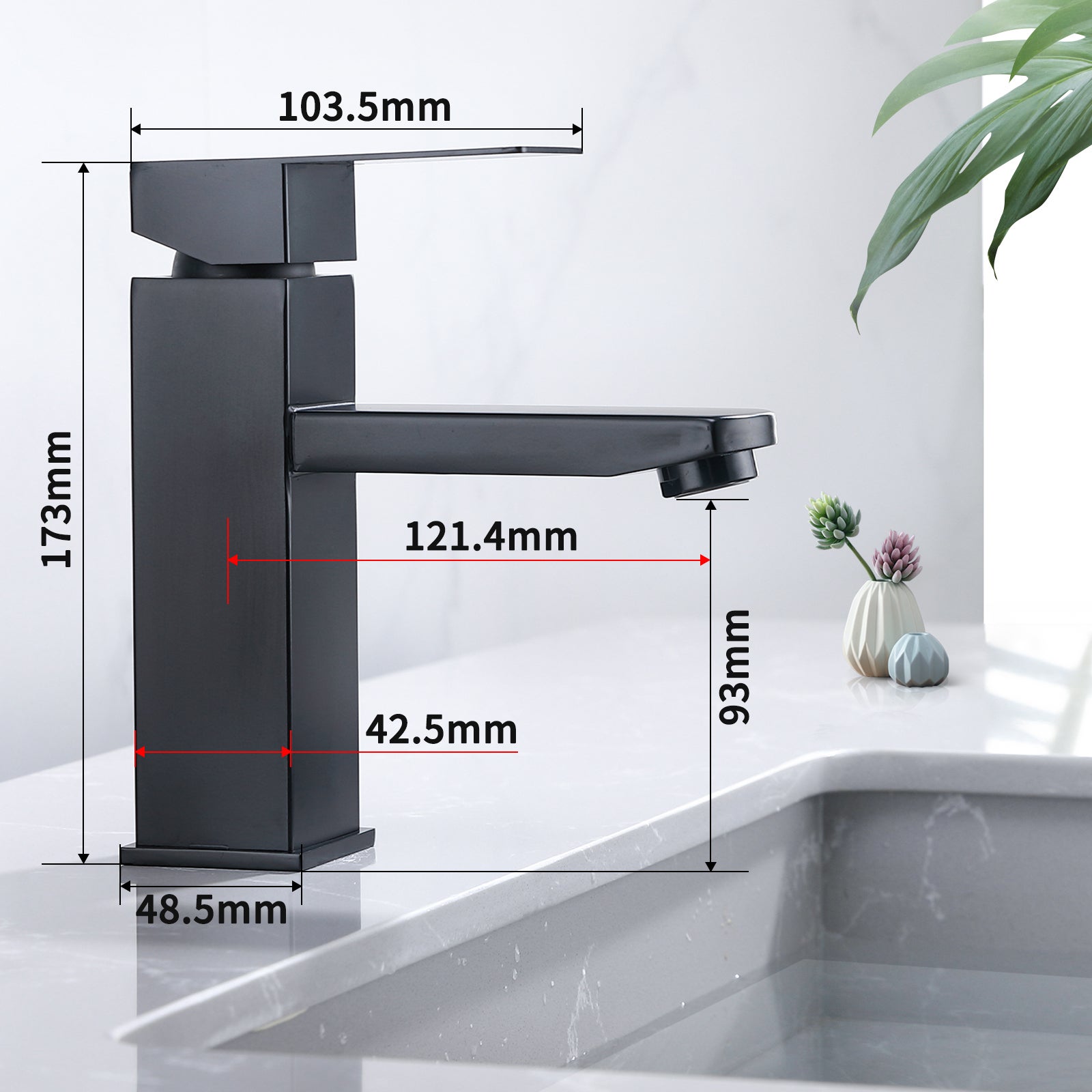 Robinet Salle Bain Noir Mitigeur Lavabo en Laiton Mitigeur Salle de Bain Contient des Tuyaux Chauds et Froids - 7