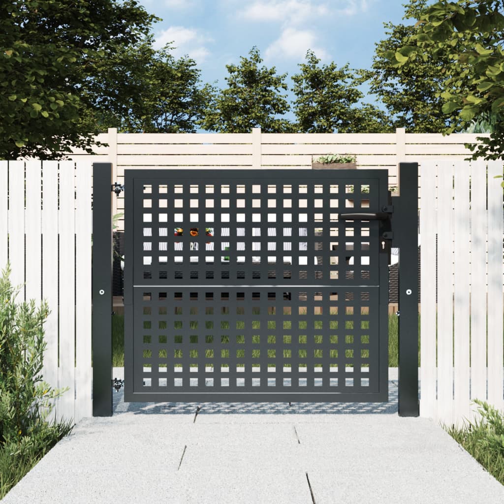 Puerta de cerca de hierro forjado con decoración ornamental | Vector
