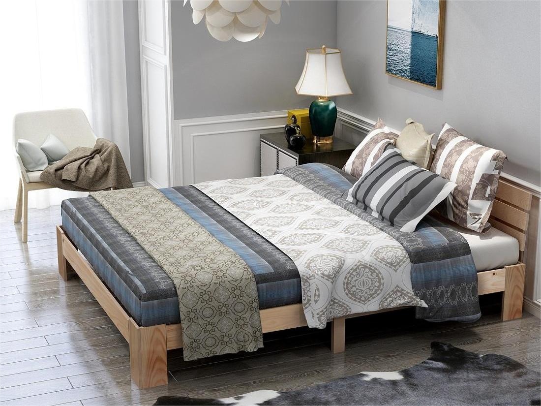 Letto Matrimoniale Yaheetech 140x200cm - Testiera Imbottita In Velluto, Struttura Legno E Metallo Grigio - Foto 13