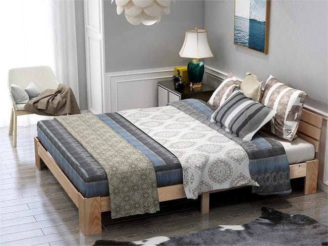 Letto Matrimoniale Yaheetech 140x200cm - Testiera Imbottita In Velluto, Struttura Legno E Metallo Grigio - Foto 13