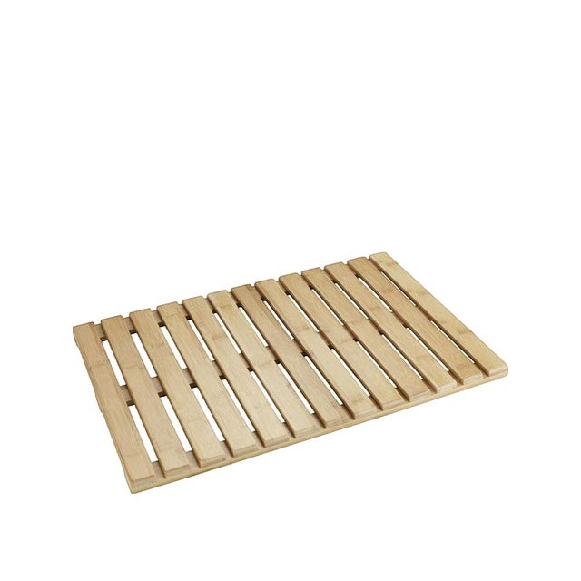 Caillebotis douche bois, Tapis bambou salle de bain, 40x60 cm