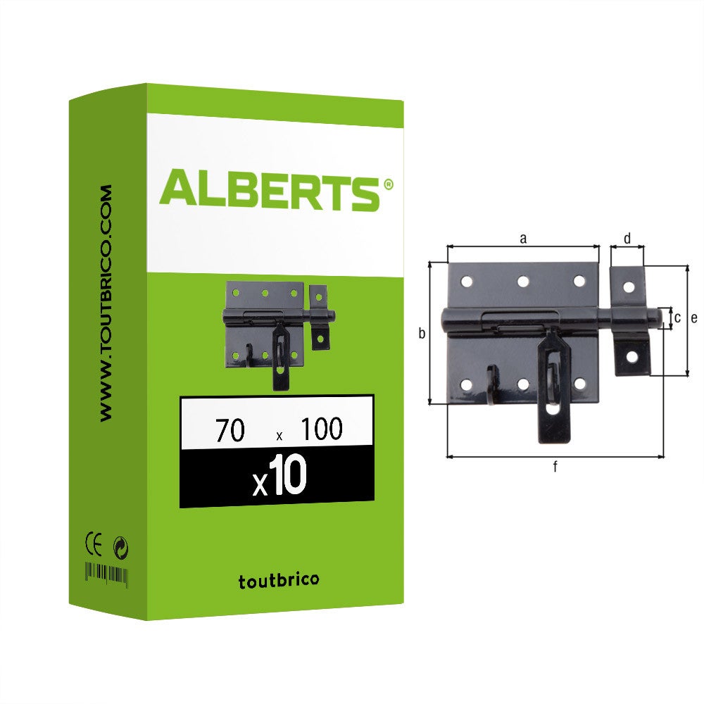 Boite 10 verrous box cadenas 70 x 100mm noir - Alberts | Leroy Merlin