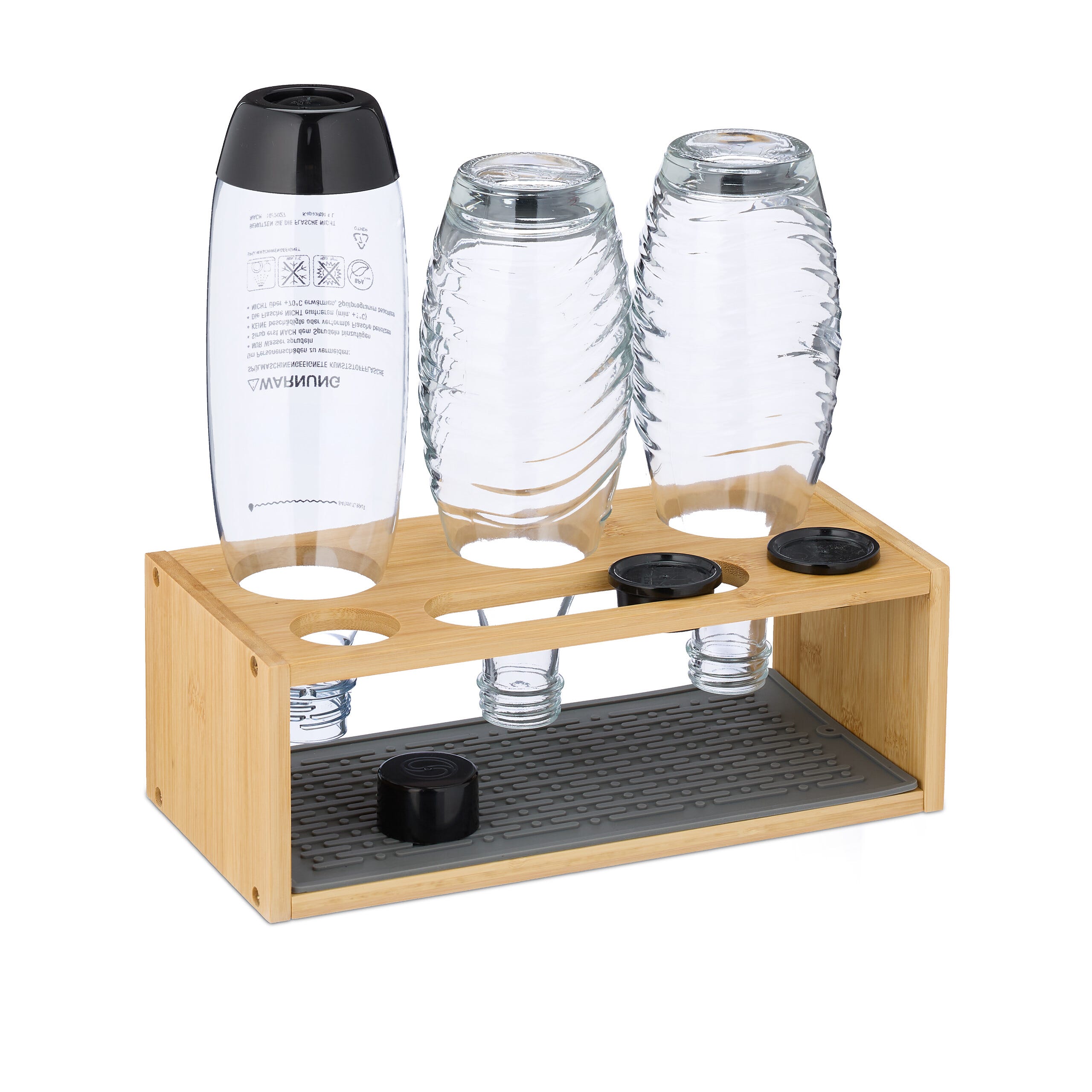 Portabottiglie in plexiglass trasparente per 5 bottiglie - Misure: 13 x 6 x H52 cm Portabottiglie in plexiglass trasparente per 5 bottiglie - Misure: 13 x 6 x H52 cm