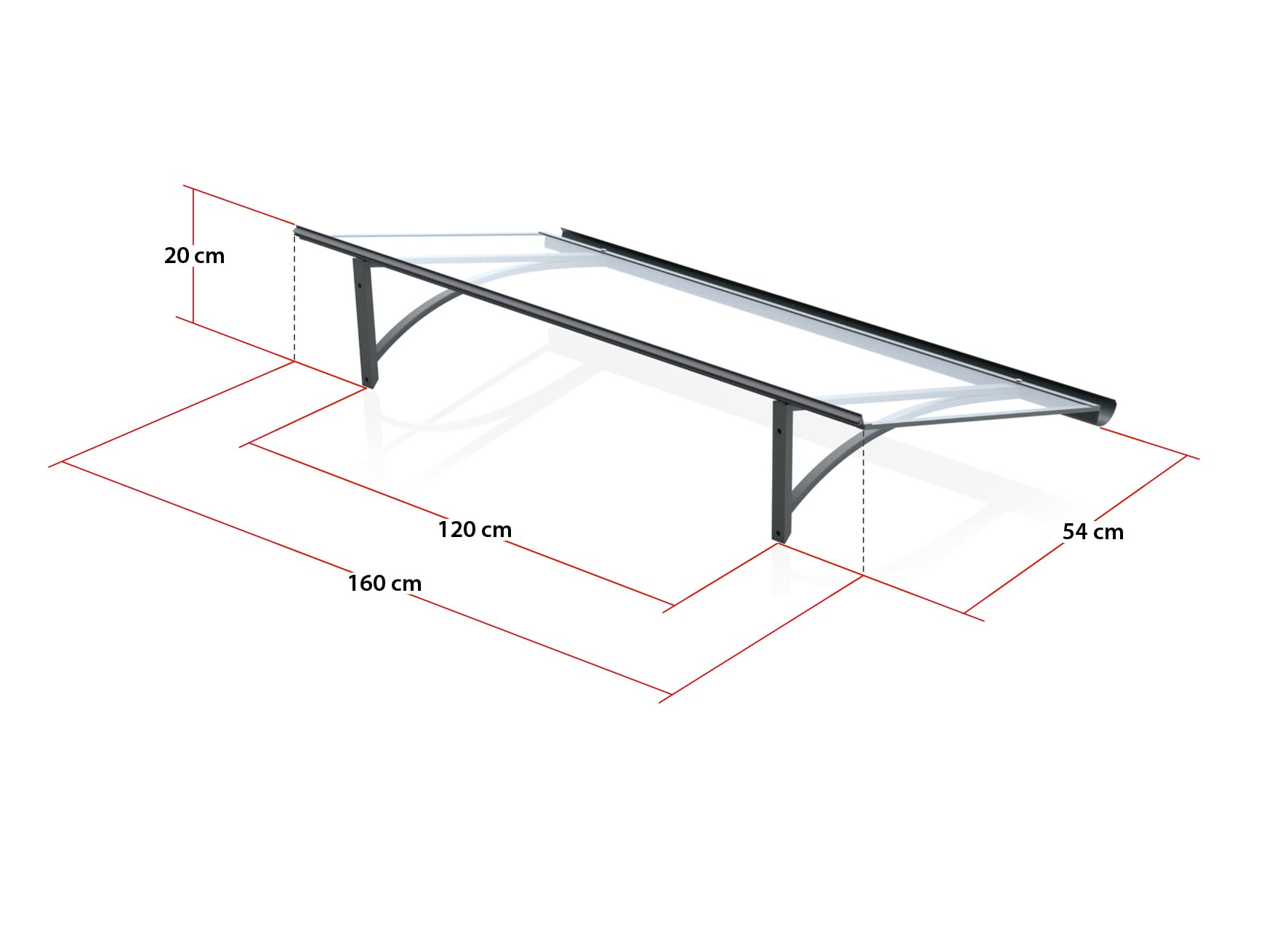 Arctom marquise toldo de porta Rumba 160x54 ALUMÍNIO - 4