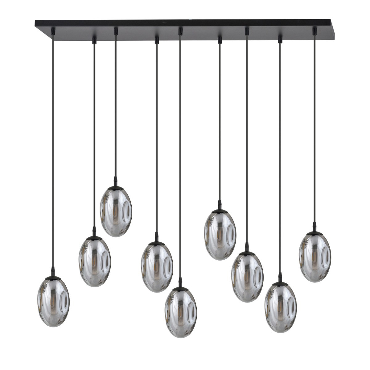 Lampa wisząca Astral czarna-chromowana 9xE14x10W wym: 100 x 100 x 20 cm szkło Emibig