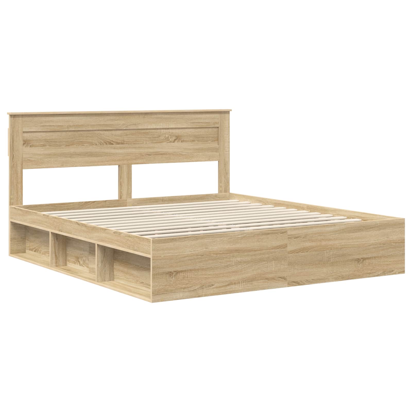 Cadre de lit en bois de pin massif, pour la chambre, 200 × 200 cm - 4