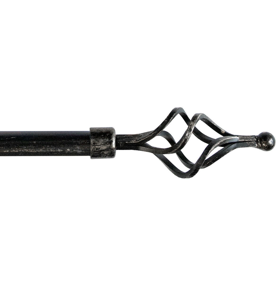 Karnisz Żelazko Rozsuwany Karnisz Kółka Spiralny 120-210 Cm Czarno-srebrny