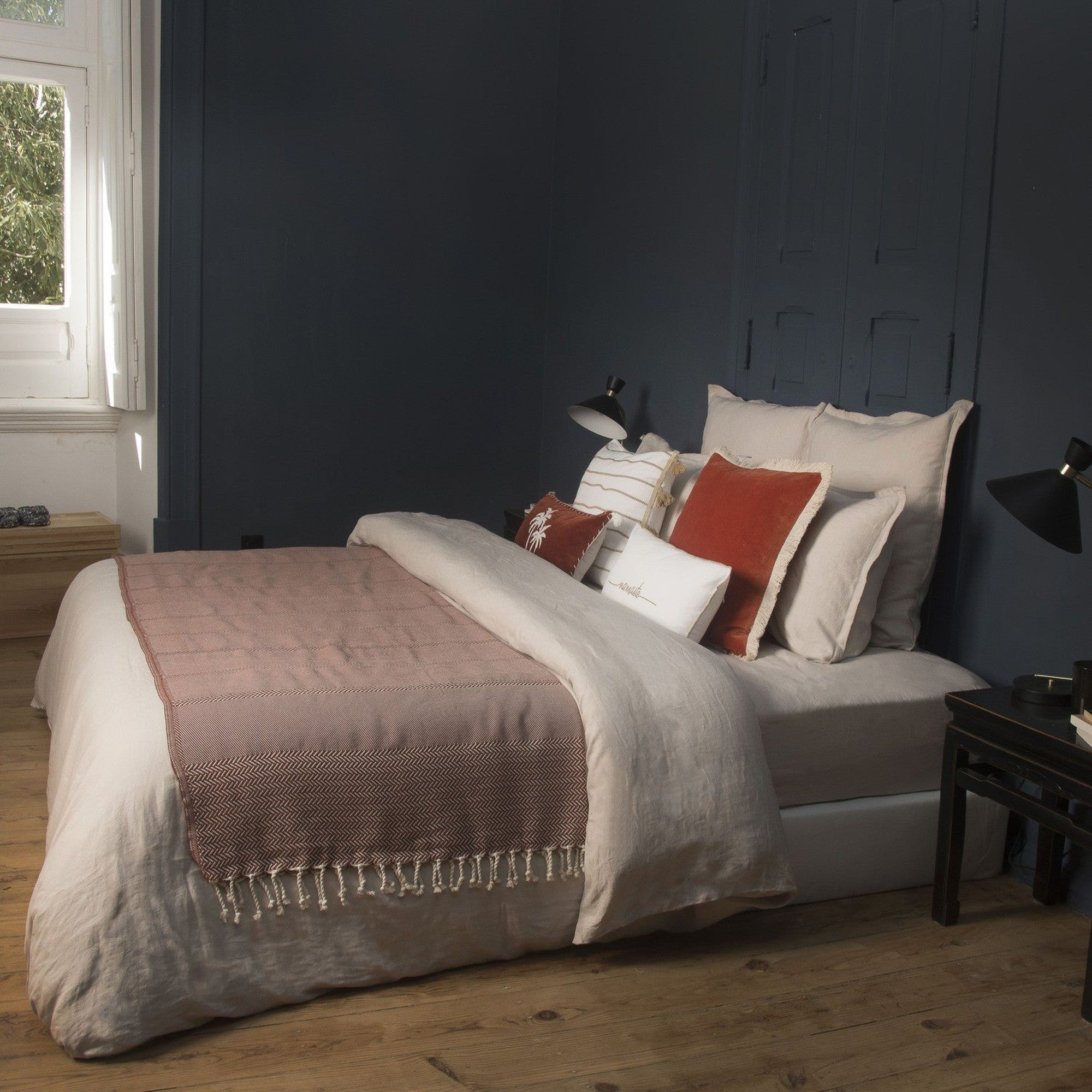 Plaid 130x170 coton rouge tomette - 5