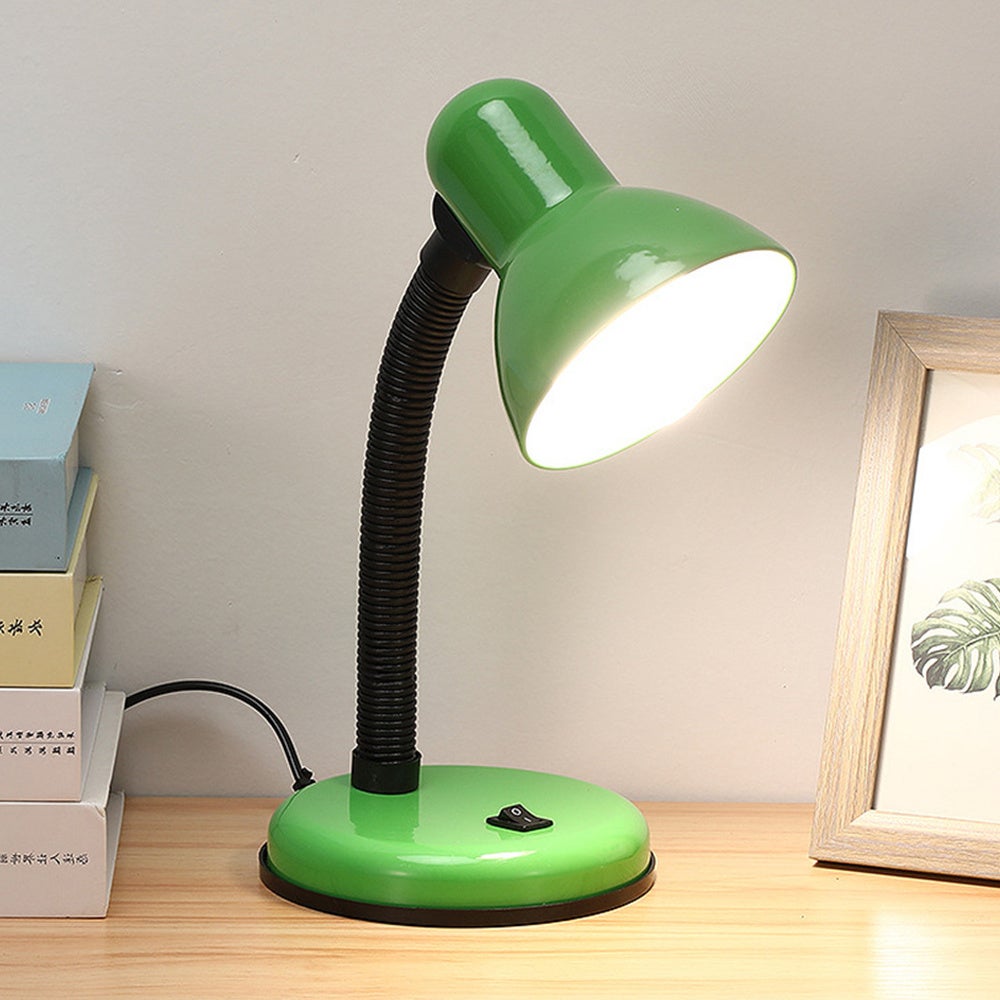 Lampa biurkowa z metalową podstawą i giętką szyjką do biura, salonu, sypialni, akademika, biblioteki, w kolorze zielonym (opakowanie 1 szt.)
