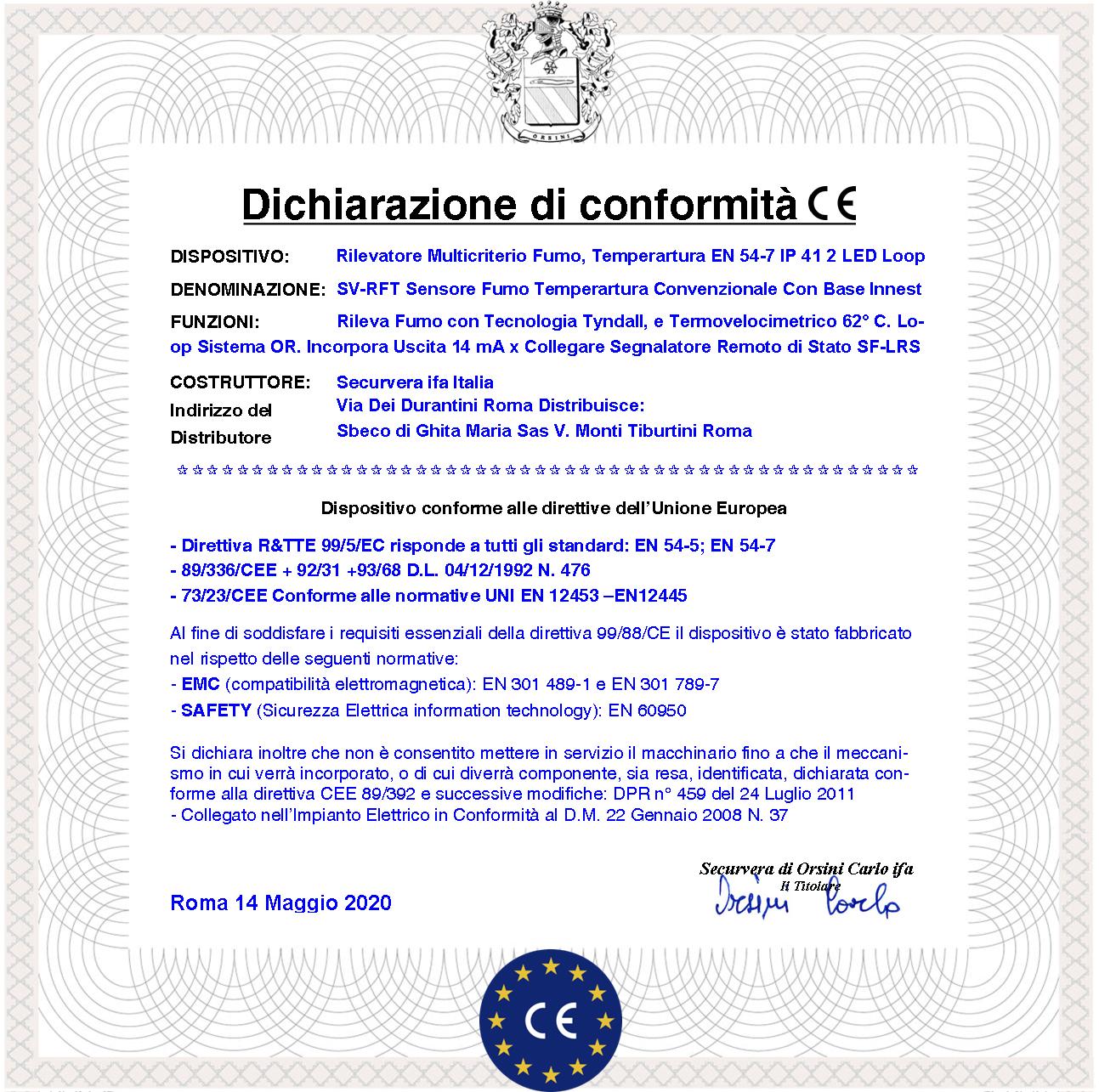 Rilevatori di Fumo 2 Sensori di Temperatura Multicriterio Antincendio Loop Led Uscita OC 14 mA Segnalazione Remota Completi di Base di Fissaggio Morse - 3