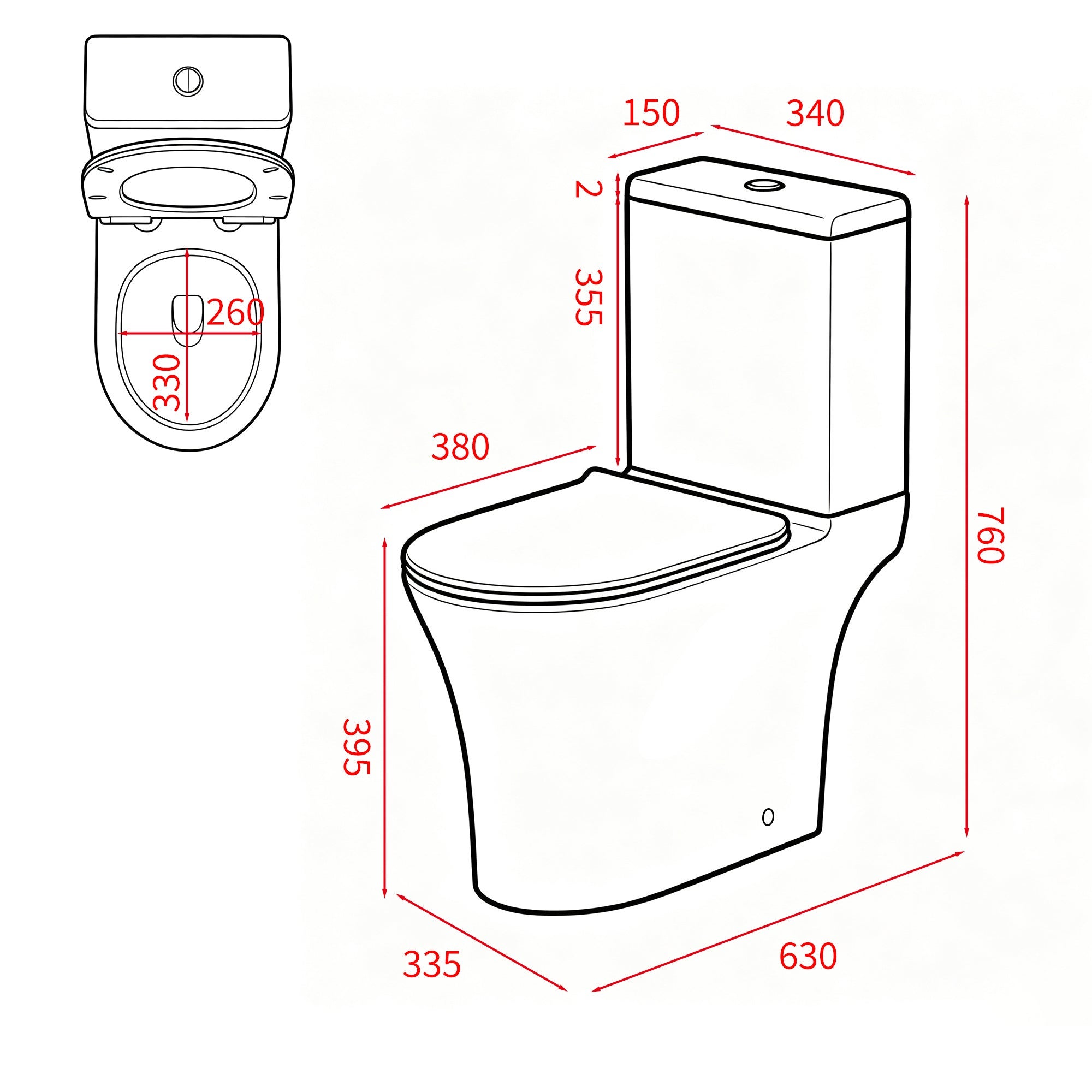DILECI - WC à poser sans bride sortie horizontale (63x34x76cm) - Design ...