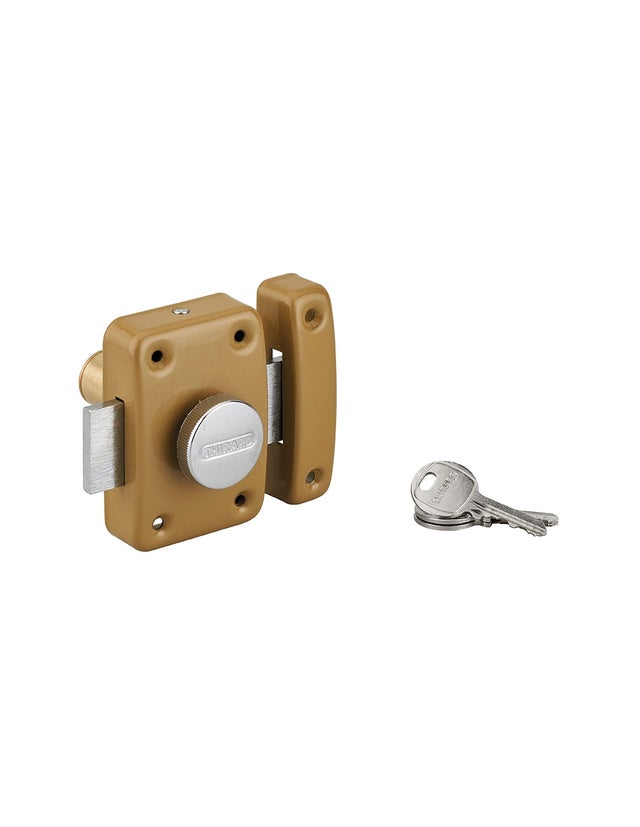 Verrou à bouton Trident pour porte intérieure, cylindre 45mm, acier, 3 clés, époxy bronze - THIRARD