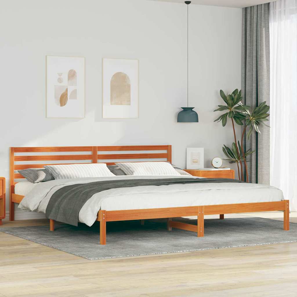 Łóżko Drewniane Brązowe Rama Łóżka Ze Stelażem Sypialnia Pokój 180 x 210 cm