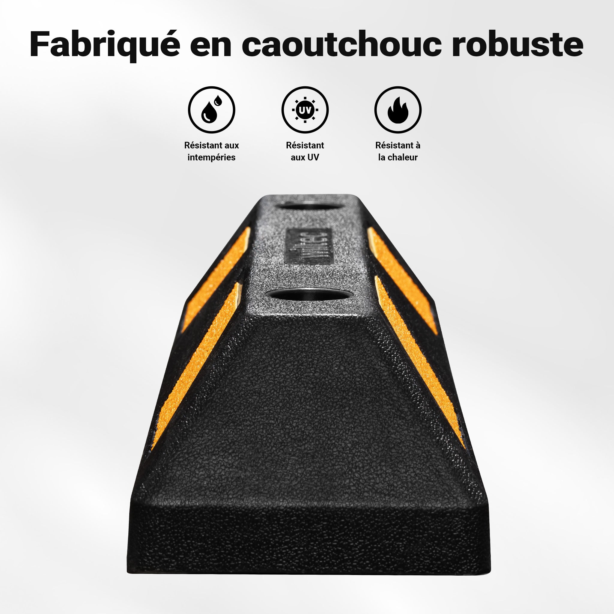 Wiltec Delimitatore di parcheggio, 2 battiruota in gomma 550x150x100mm con fasce rifrangenti, Fermaruota - 3