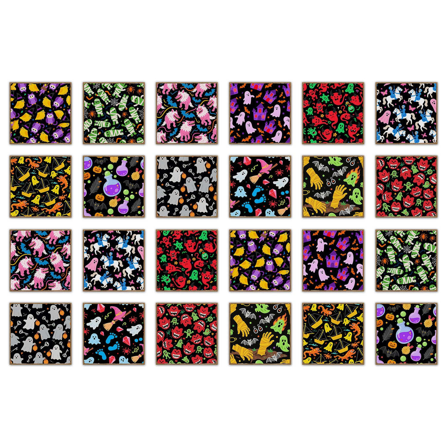 Zestaw 24 naklejek ściennych na Halloween - kolorowy motyw ducha, naklejki ścienne, dekoracja pokoju, wodoodporne, 10 x 10 cm