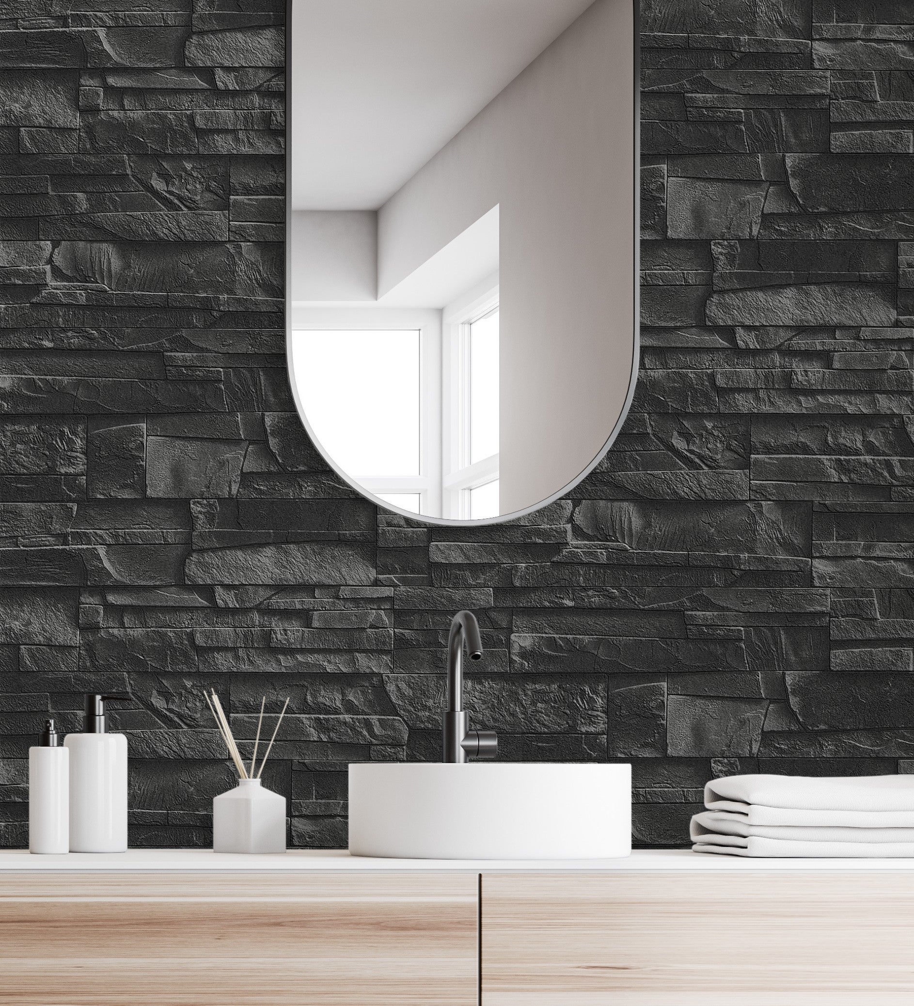 Papel pintado vinílico lavable no tejido imitación efecto piedra pizarra con relieve - verius 6900 de gaulan - rollo de 10 m x 0,53 m