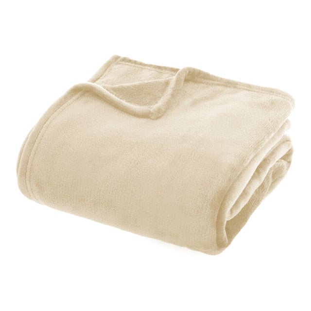 Plaid Très Doux Couleur Unie Couverture Chaud Polaire Lit Canapé Beige 130x160 cm