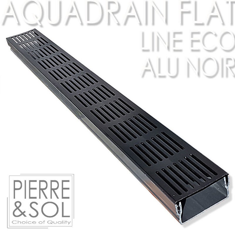 Caniveau plat H 5 cm Grille aluminium NOIR - AquaDrain - FLAT - LINE ...