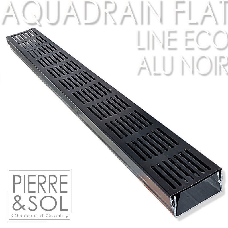 Caniveau plat H 5 cm Grille aluminium NOIR - AquaDrain - FLAT - LINE ...