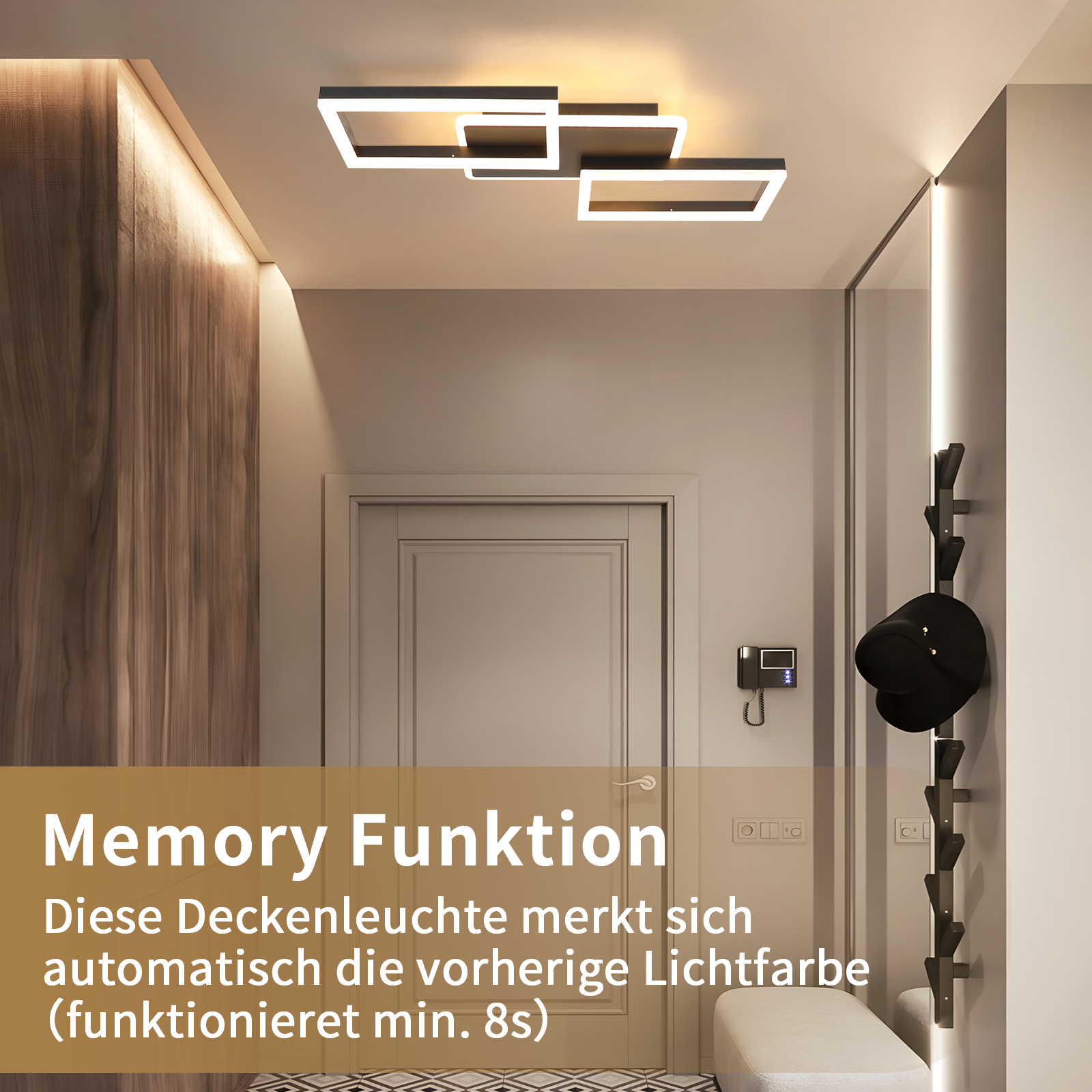 Nettlife Lampa sufitowa LED do salonu – duża, czarna, ściemnialna lampa sufitowa z pilotem, 48 W, nowoczesna metalowa lampa do sypialni, 54 cm - 6