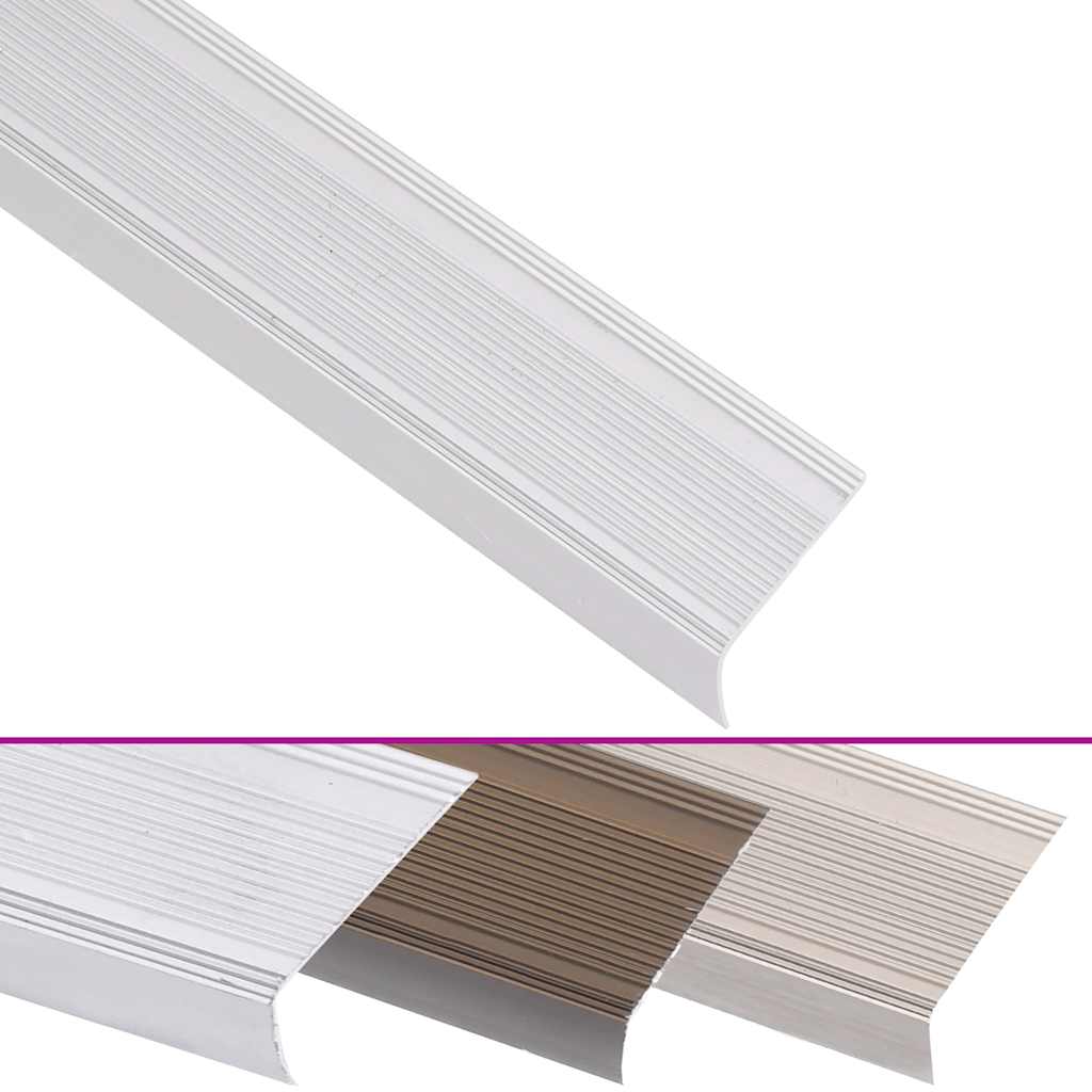 Nez de marche forme en L 5 pcs aluminium 100 cm argenté vidaXL - 2