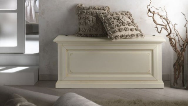 CASSAPANCA CATIA IN LEGNO SHABBY CHIC AVORIO ANTICATO