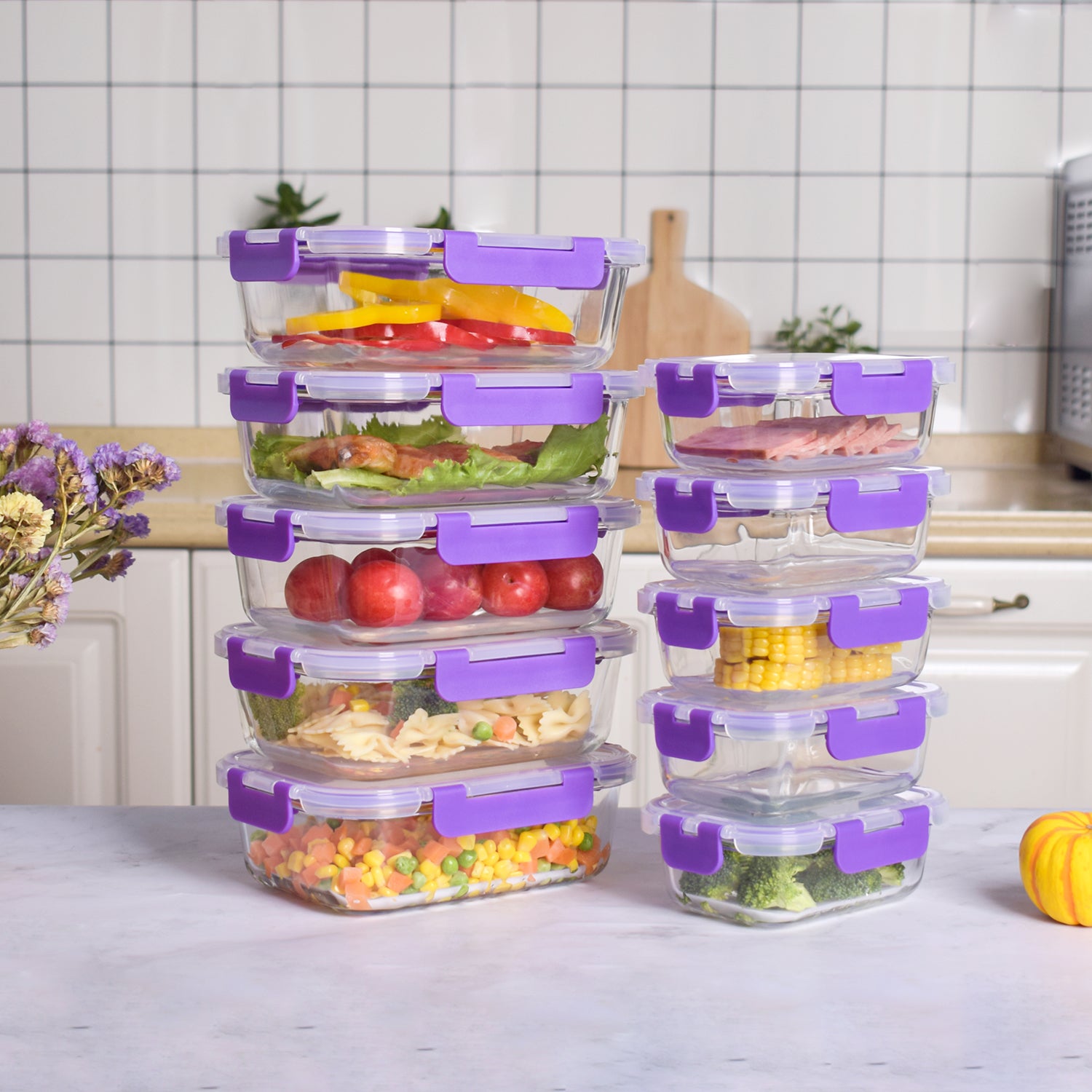 Recipientes de Cristal Para Alimentos - 20 Piezas (10 recipientes y 10 tapas) - 2