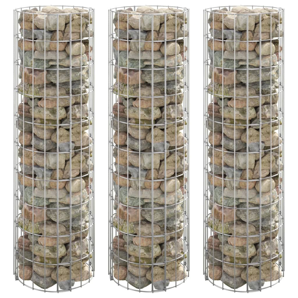 Arriate gaviones circular 3 uds acero galvanizado ø30x100 cm vidaxl