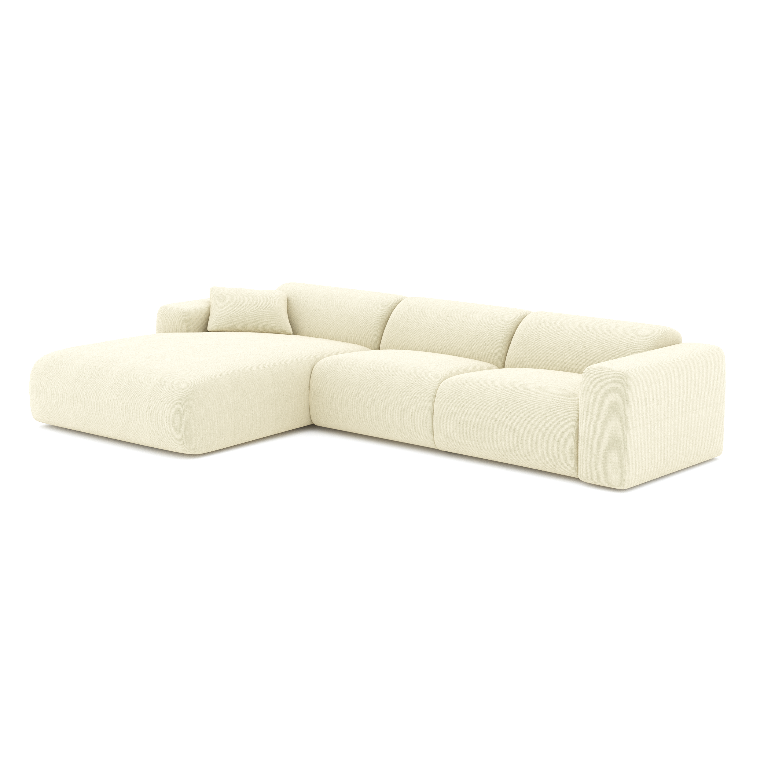 Canapé grand angle gauche Myra Velours côtelé Crème | Leroy Merlin