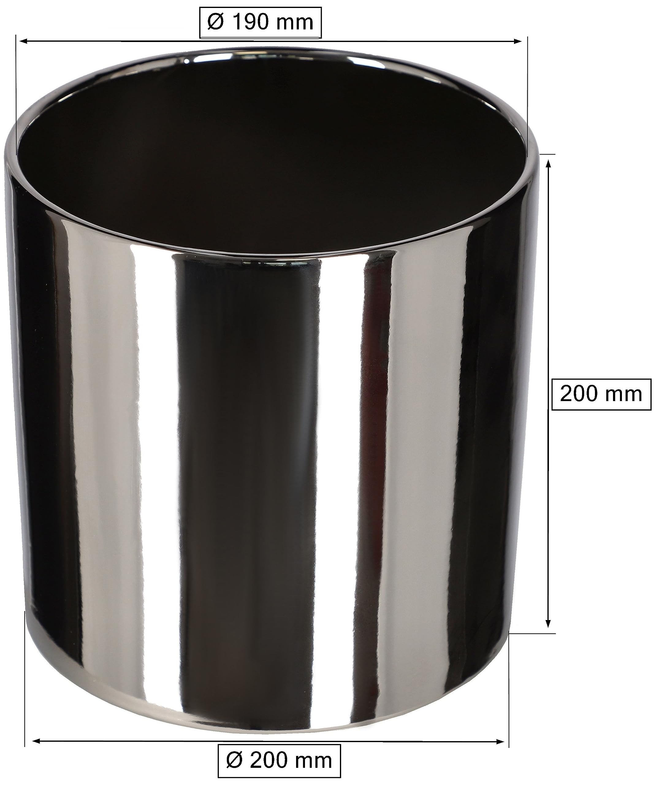 Doniczka donica srebrna ceramiczna połysk ø200 mm osłona cylinder ozdobna - KOTARBAU - 3