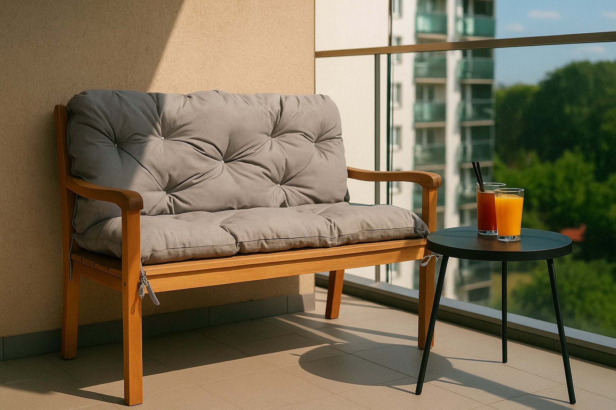 Coussin pour banc de jardin 150x50x40cm, coussin de jardin Gris, coussin de banc de jardin, coussin de balançoire, coussin de banc extérieur - 4