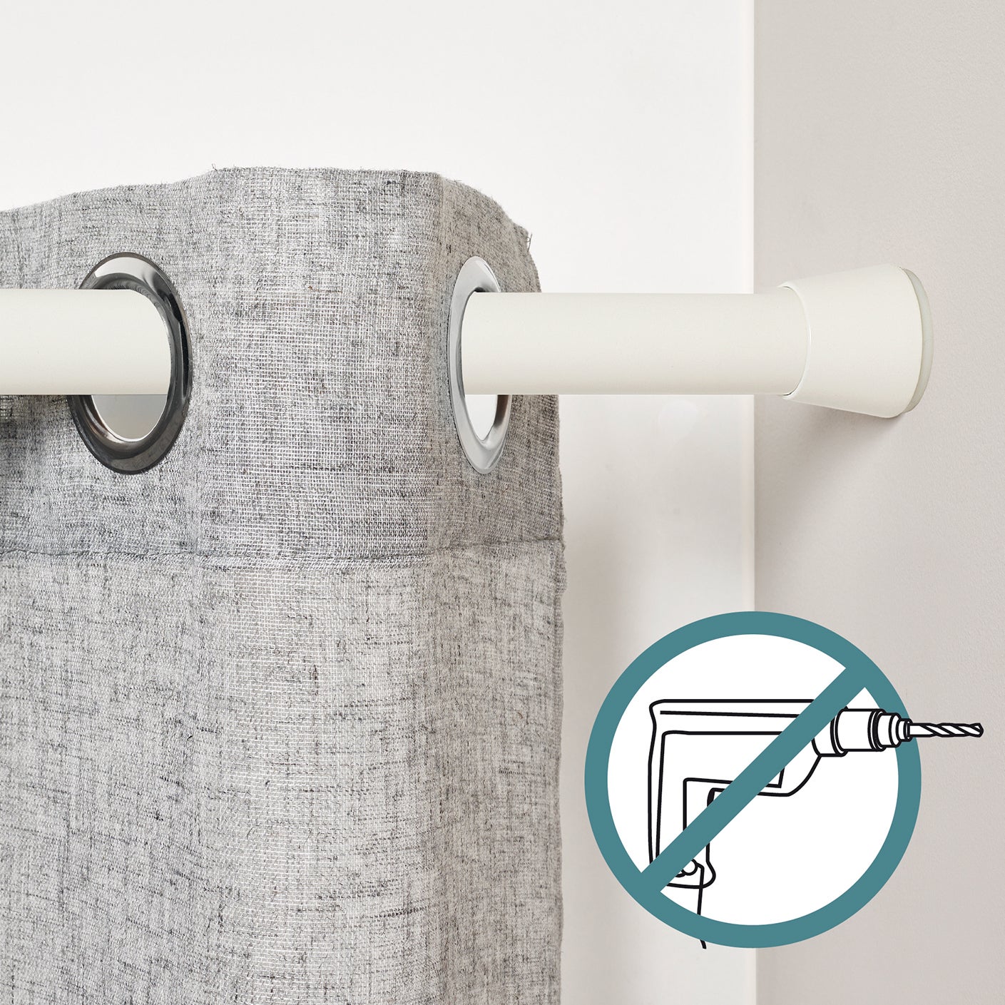 Barre de rideau extensible sans perçage Ø28 mm en métal, Installation facile, Barre de rideau Premium, CINTACOR Blanc 70-120 cm - 2