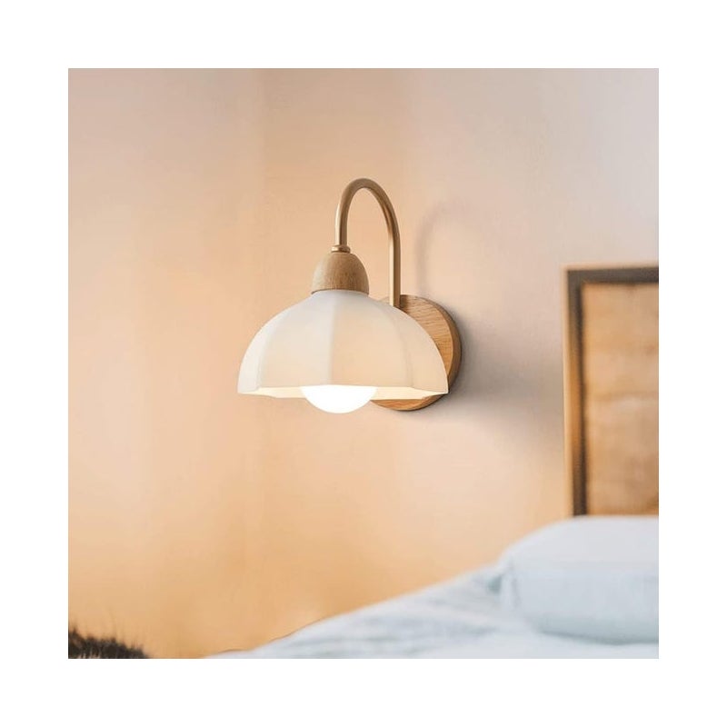 Kinkiet w stylu vintage w kolorze złota z białym szkłem, lampa ścienna z przewodami, oświetlenie ścienne do wnętrz w stylu nordyckim do sypialni, sal