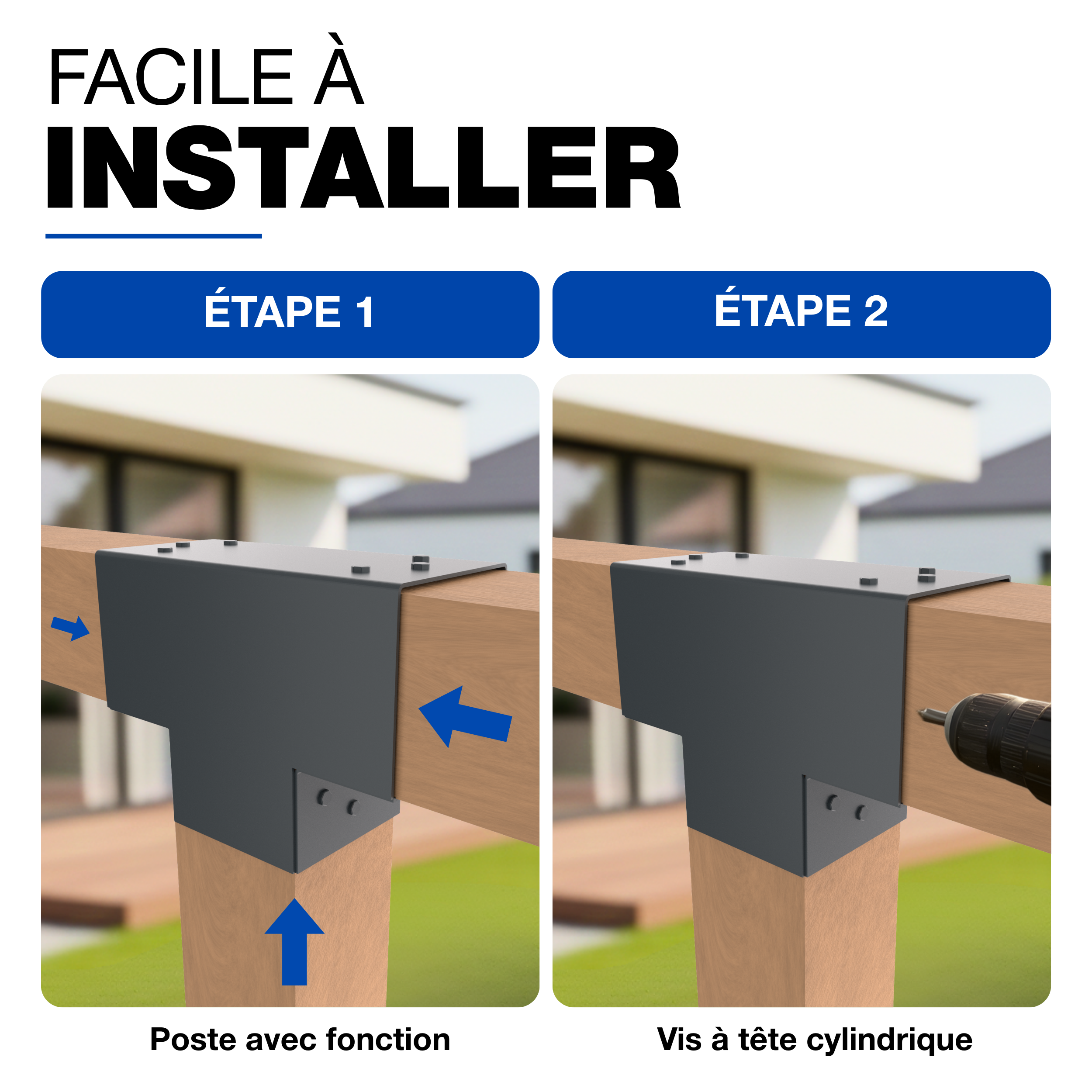 Connecteur de Poteau en T 71x71 mm Revêtement en Poudre Anthracite Pergola Forme T Connecteur de Poteau 3 Poutres Pavillon GeZu Impex - 3