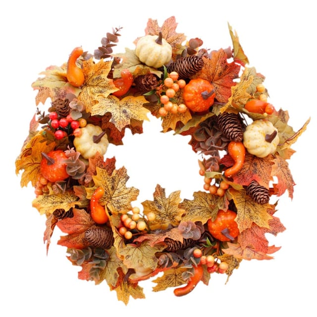 Couronne de citrouilles d'automne 45 cm, décoration d'intérieur pour Thanksgiving, décoration d'intérieur, couronnes de Noël