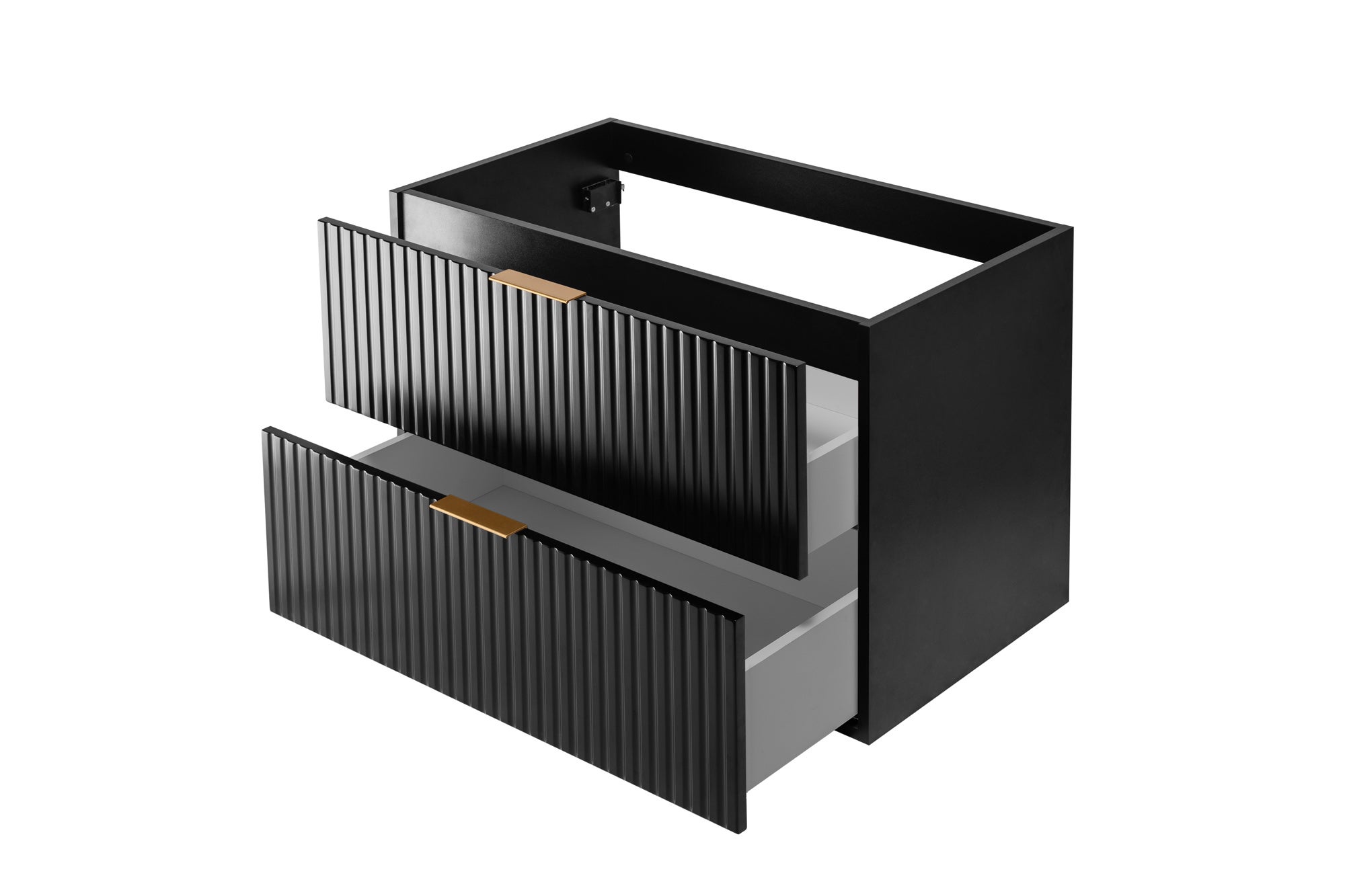 Szafka łazienkowa FLOW 120 cm czarna z regałami blat ryflowany front - 3