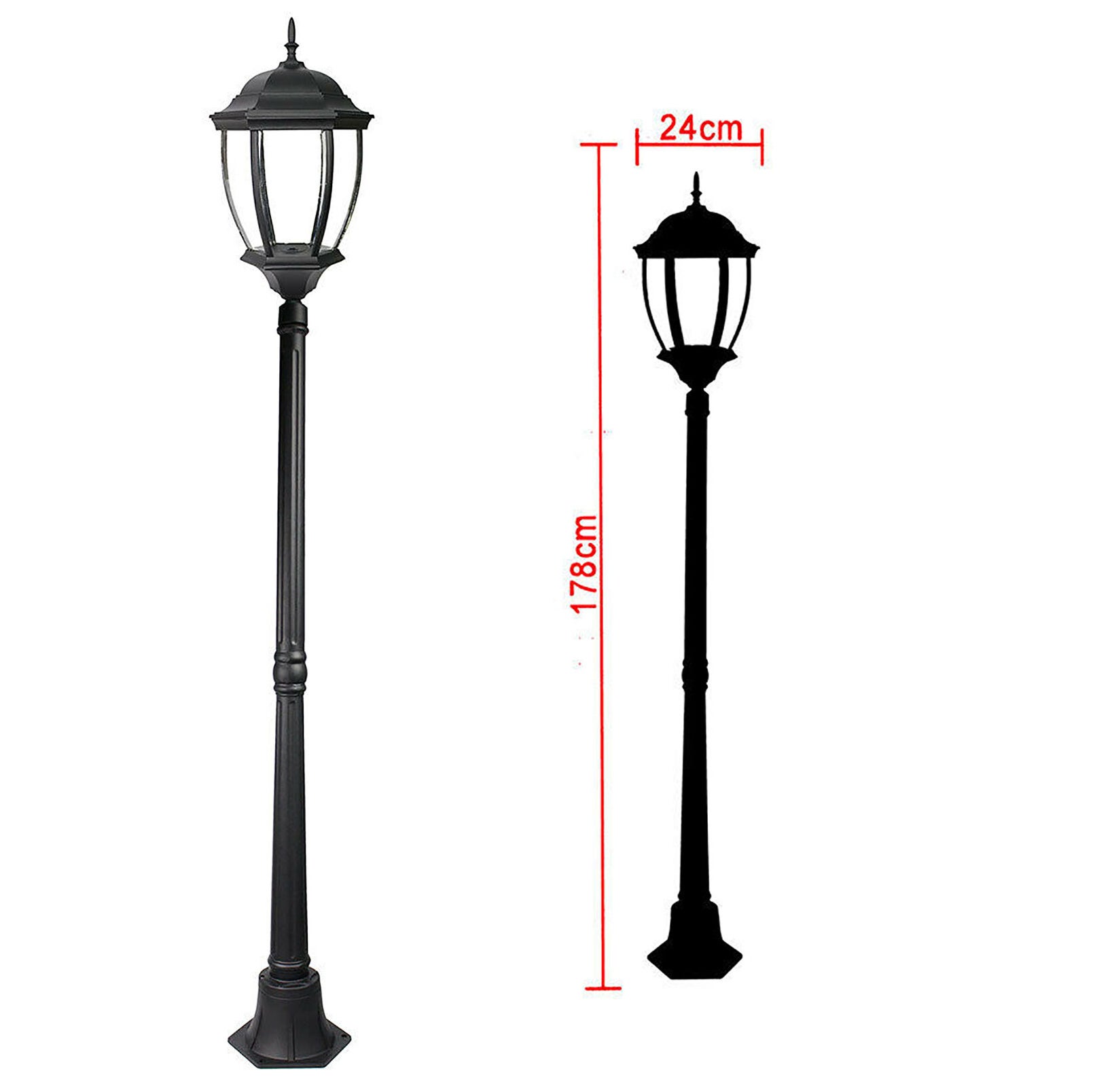 Farol jardín vintage New York 180cm casquillo E27 luz exterior patio avenida 230V IP44 COLOR NEGRO - 3