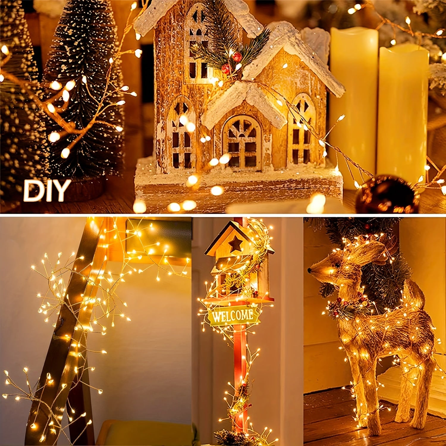 Guirlande lumineuse 100 LED avec télécommande, 3 m, guirlande lumineuse USB pour décoration de Noël, fête, mariage, décoration d'arbre de Noël - 4