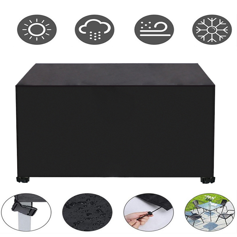 Set di coperture per mobili da esterno, 200 x 120 x 75 cm, impermeabili, per tavolo e sedie da patio, per divano cubi/rattan, nero