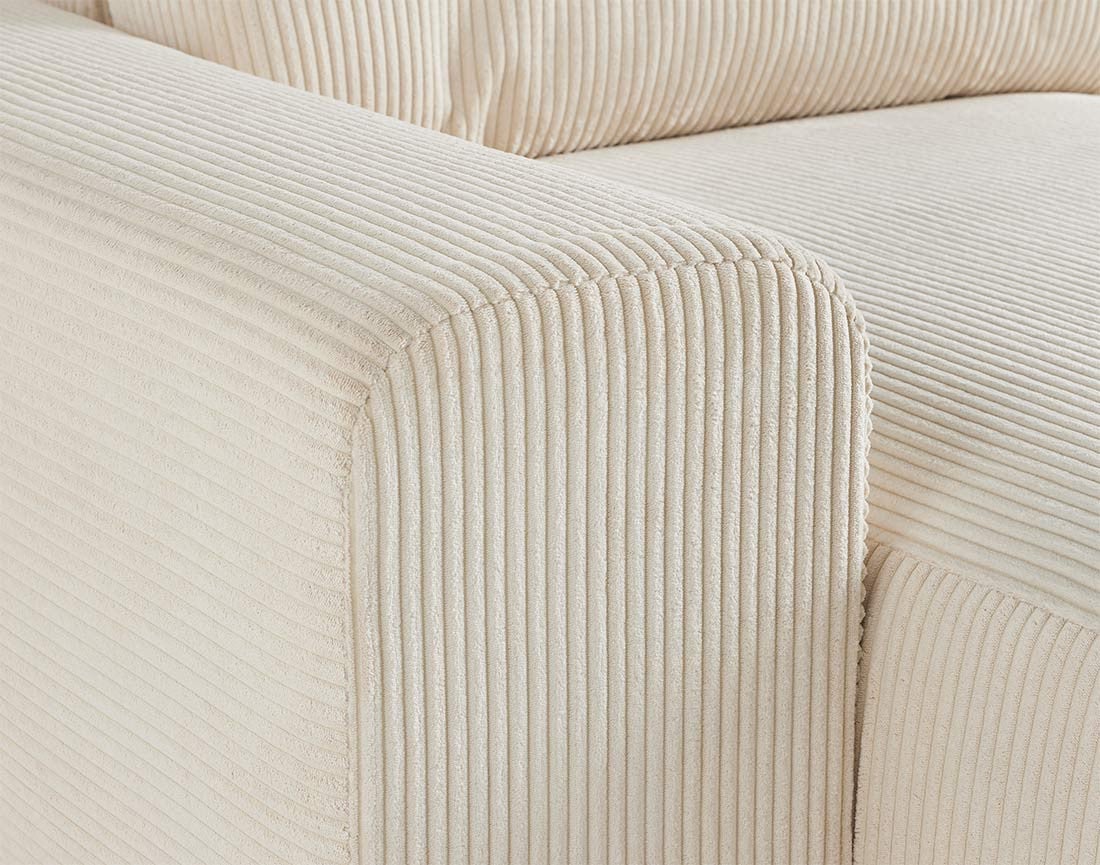 Canapé modulable 8 places angle droit en velours côtelé beige - GARANCE - Best Mobilier - 4