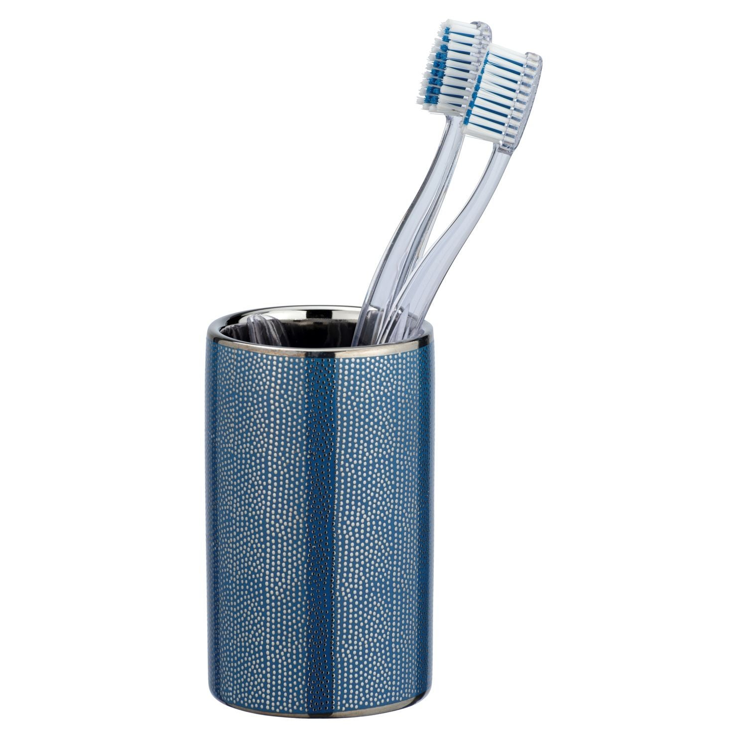 Gobelet de salle de bain design Nuria - Bleu et argent - 2