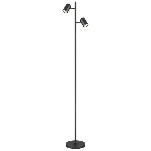 Lampa podłogowa wieloramienna, matowa szara, 2x GU10