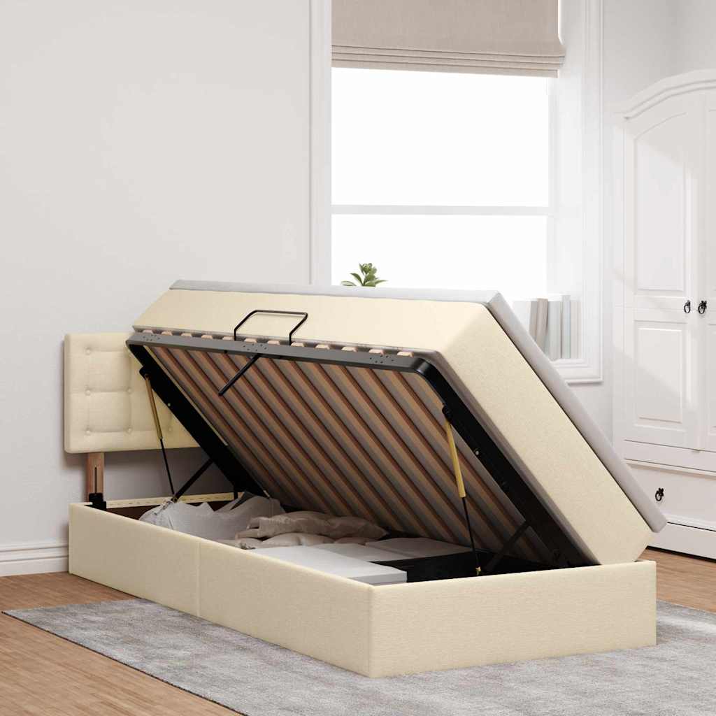 Lit avec rangement et matelas crème 90 x 200 cm velours - 4