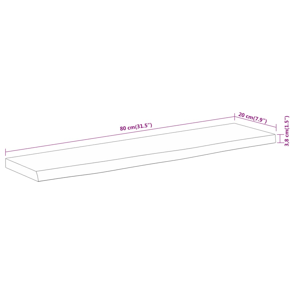 Étagère murale | Étagère flottante | Étagère suspendue rectangulaire massif acacia bordure assortie CFW676838 - 8