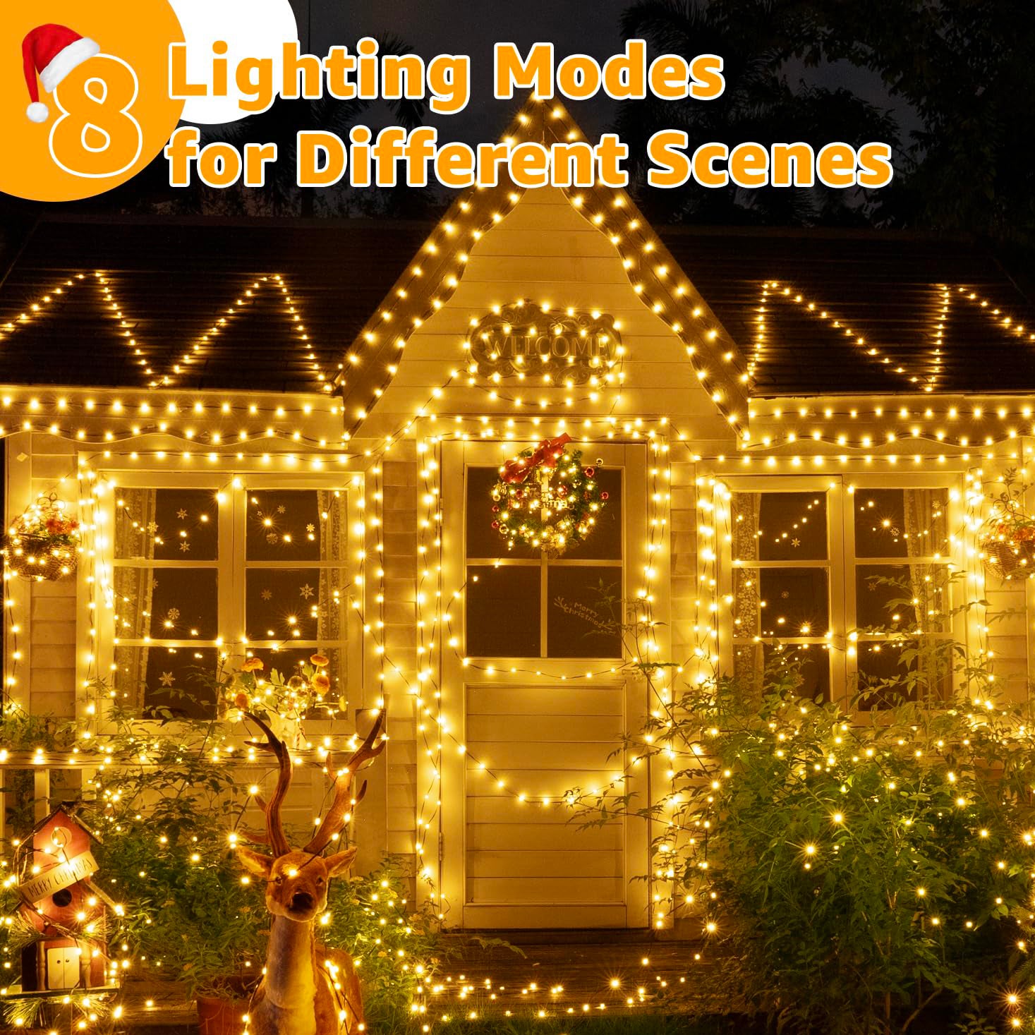 Guirlande lumineuse d'extérieur 200 m - 2000 LED, Guirlandes lumineuses de Noël avec télécommande, Intensité variable, 8 modes, étanchéité IP44 - 3