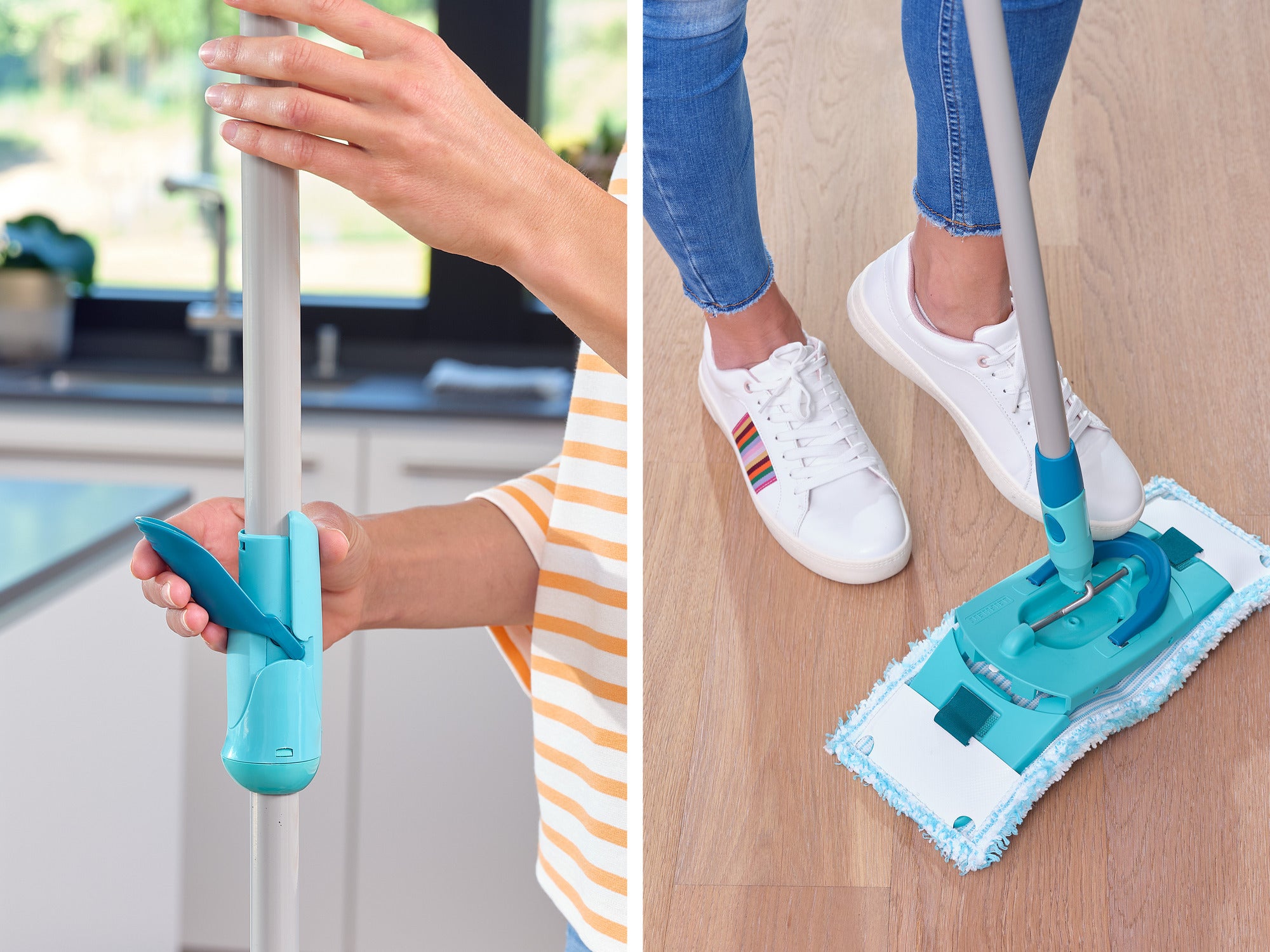 Set balai serpillère avec seau essoreur Clean Twist M Ergo 52120 Leifheit, balai serpillère à plat, nettoyeur sol serpillière sans effort - 4