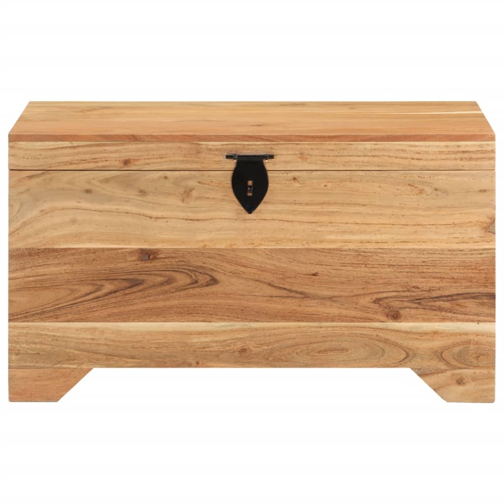 Baúl De Madera Maciza De Mango VidaXL – Almacenamiento Rústico Texturizado Con Manijas De Metal Negro, 60x30 Cm