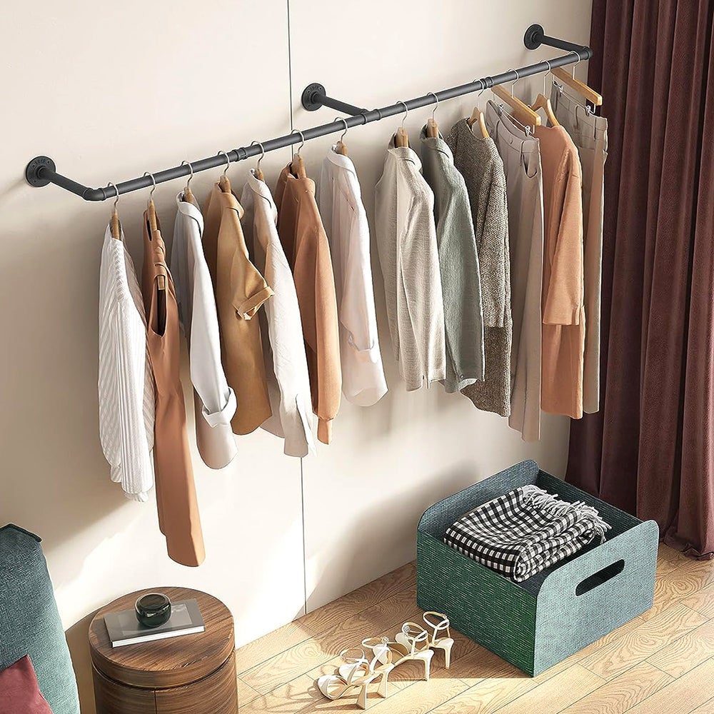 Barre de penderie Industriel Noir extensible en Métal l.90/135/180cm - 3