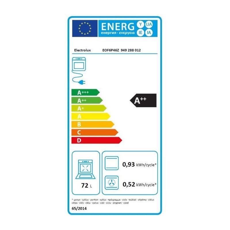 Four encastrable - Pyrolyse - Chaleur tournante pulsée - ELECTROLUX - EOF6P46Z - Noir - Porte froide - 59,4 x 59,6 x 56,9 cm - 4